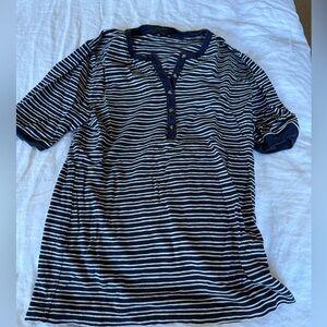 J. Crew Navy and White Striped Shirt
